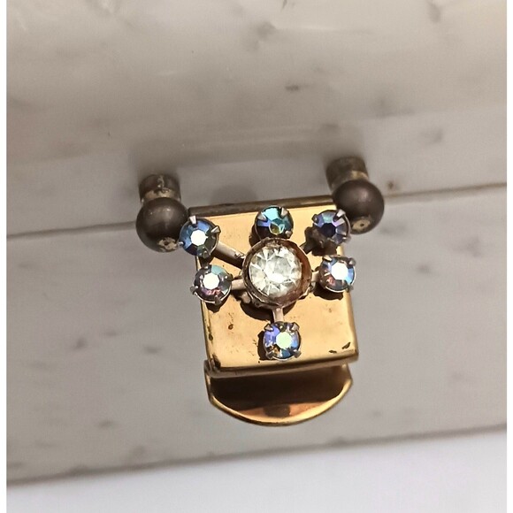 VTG 50s Lucite Box Purse Ivory Pearl Marble Jewel Clasp Twist Top Handle - Picture 12 of 13